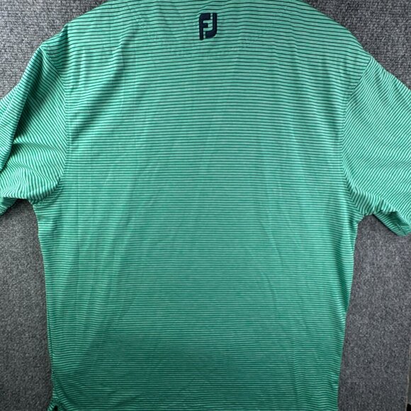 Footjoy FJ Golf Polo Shirt Mens Striped Short Sleeve Green Blue Large Adult - Picture 10 of 11